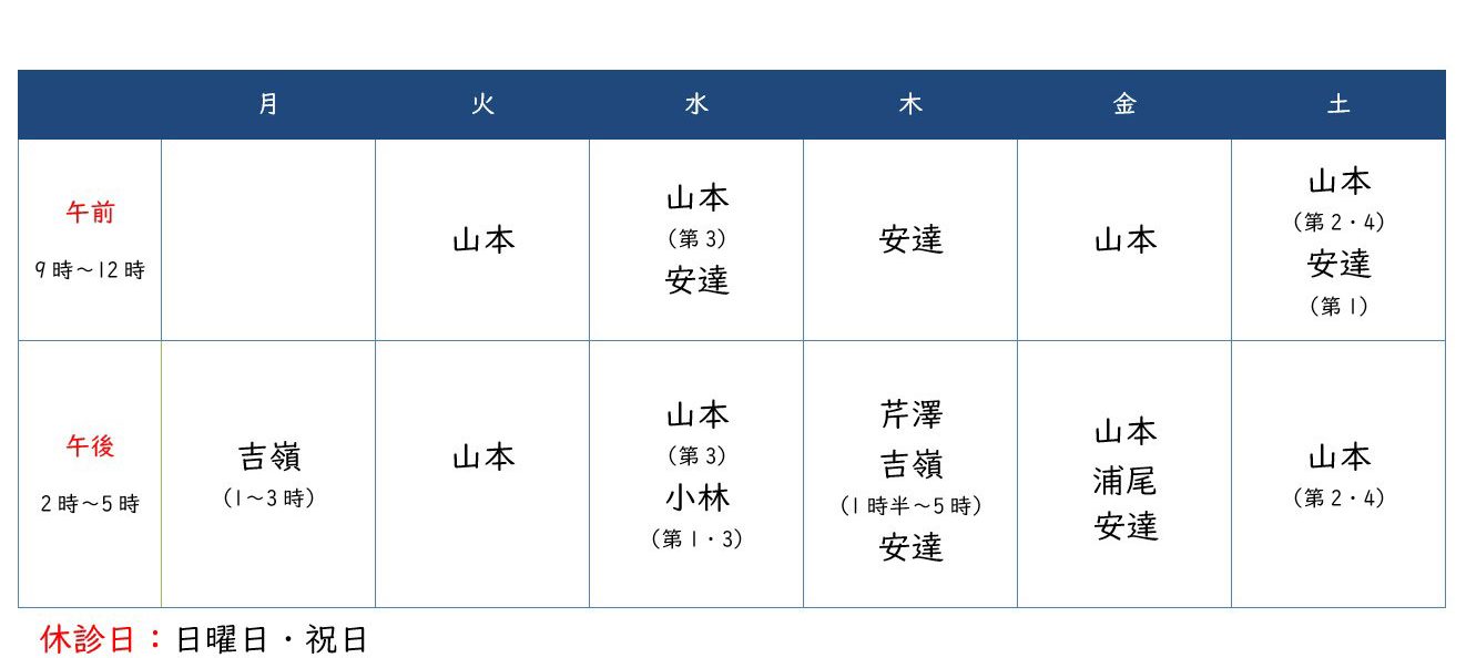 すみれが丘ひだまりクリニック診療時間